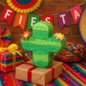 GiftExpress cactus pinata fillable hole close-up ready for treats.