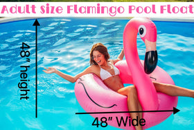GiftExpress inflatable flamingo pool float close up showing thick non toxic vinyl.