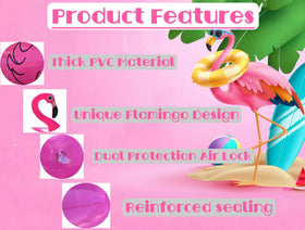 GiftExpress flamingo pool float at a family pool party in bright pink.