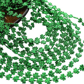 GiftExpress green shamrock beads 33in necklace with 7mm beads, lightweight for party carry.