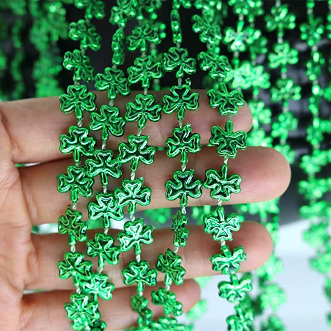 GiftExpress green shamrock beads 33in necklace ready for bulk gifting at events.