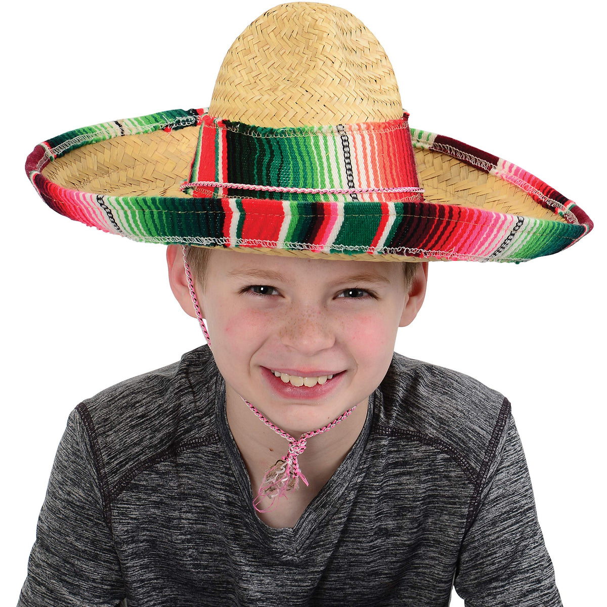 GiftExpress kid sombrero in natural straw with band for celebrations