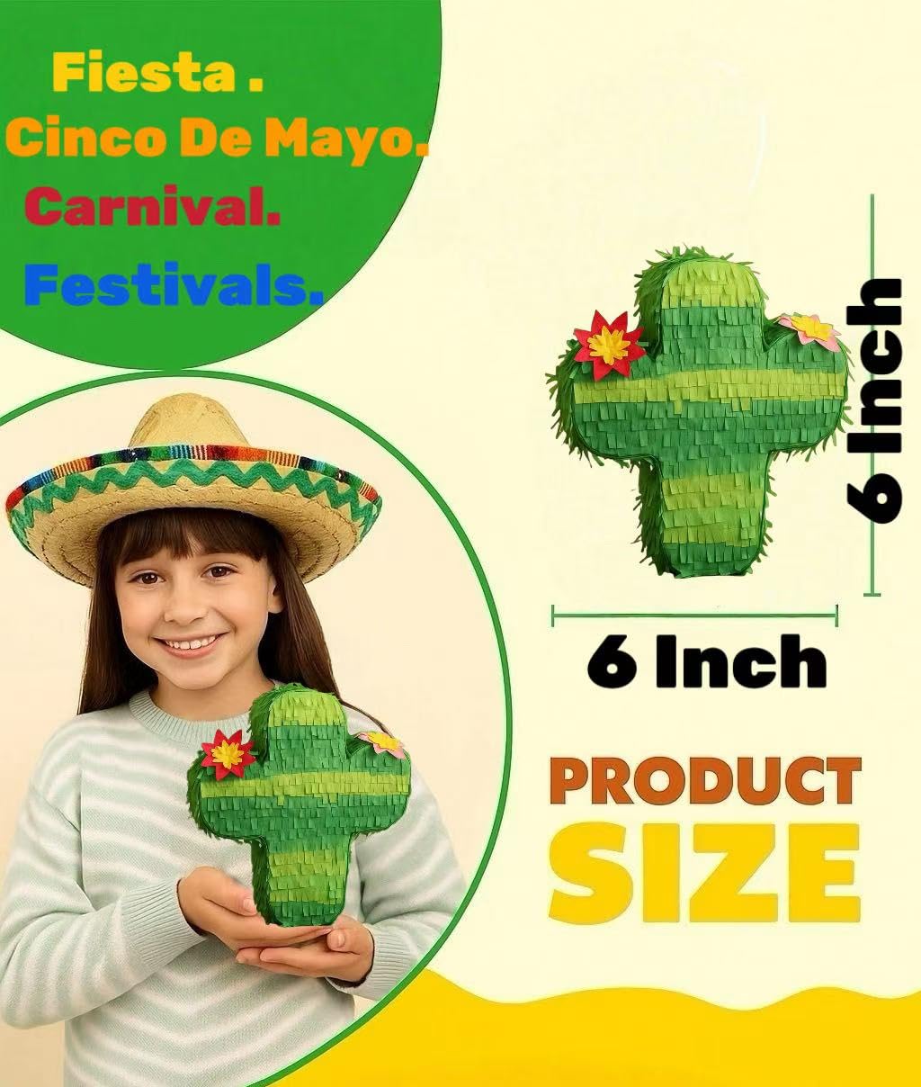 GiftExpress mini cactus pinatas on a table, vibrant party decor.