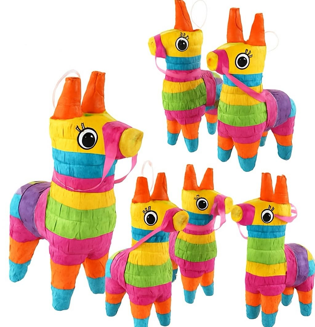 GiftExpress mini donkey pinata with rainbow design, perfect for festive Cinco de Mayo decor.