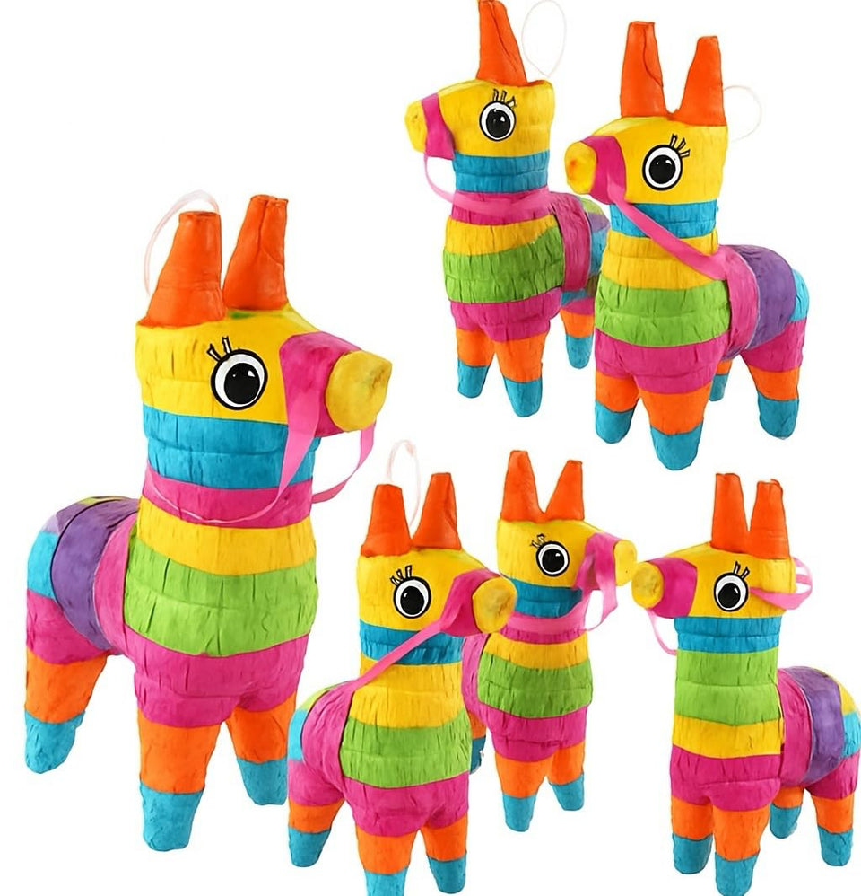 GiftExpress mini donkey pinata with rainbow design, perfect for festive Cinco de Mayo decor.