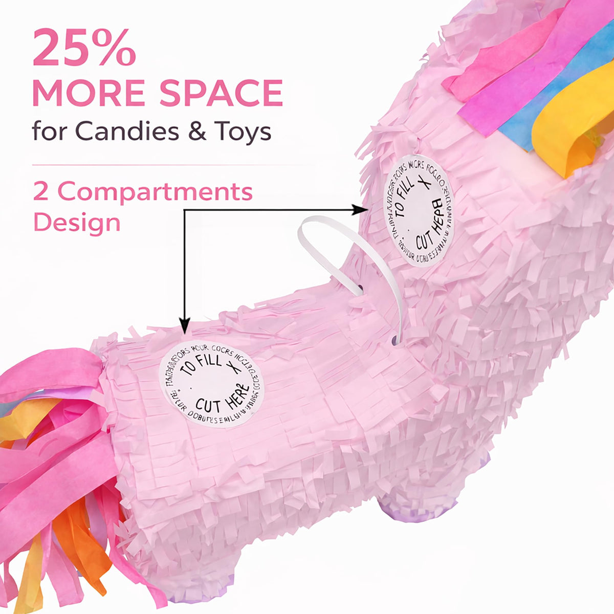 GiftExpress dual fill compartments for candies and toys.
