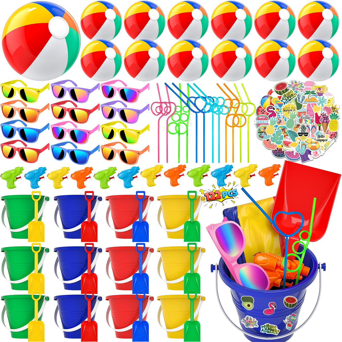 GIFTINBOX 122-piece pool set with beach balls for sunny backyard play