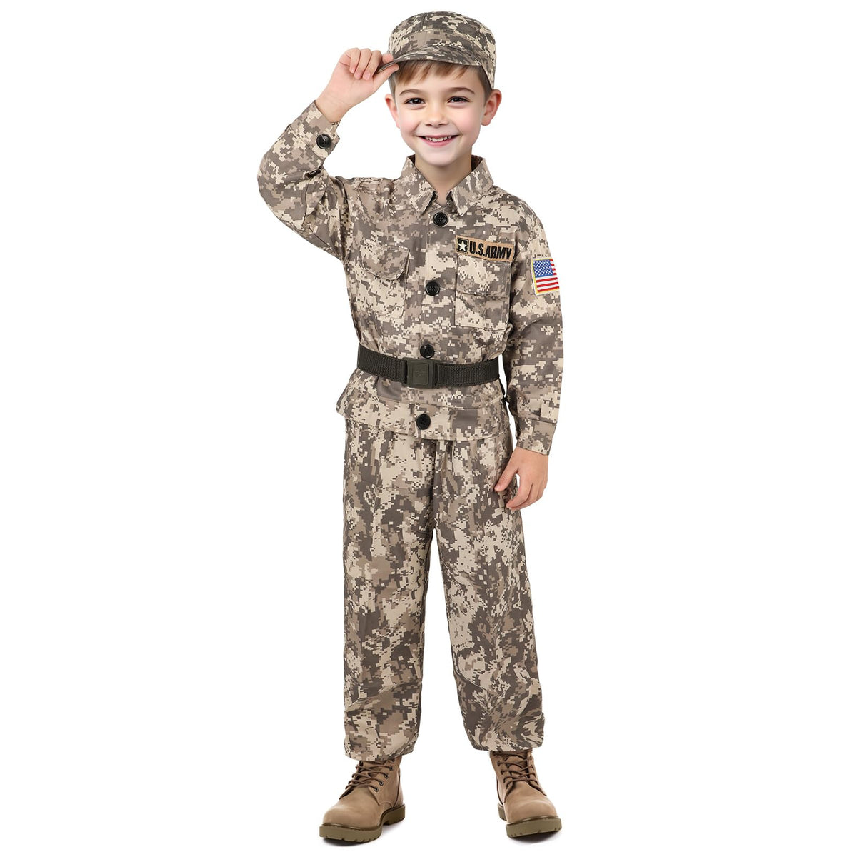 GIFTINBOX Army Costume jacket in desert camouflage, breathable fabric for comfortable wear.