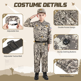 GIFTINBOX army costume desert pants for kids, durable stitching for long-lasting play.
