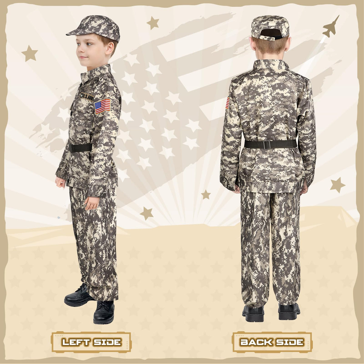 GIFTINBOX army costume hat for kids, completes an authentic camouflage look.