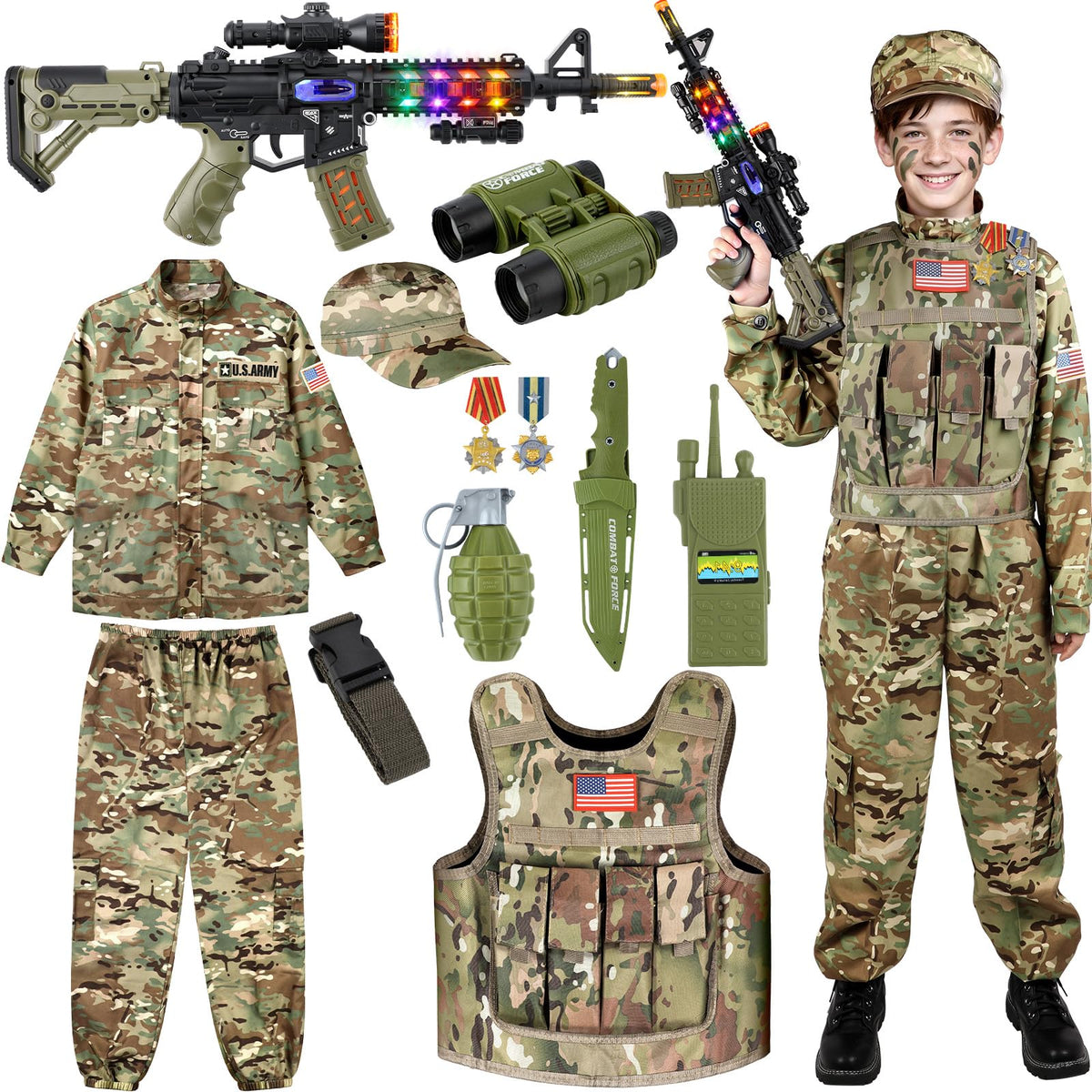Giftinbox army costume jacket provides durable comfort for adventurous dress-up.