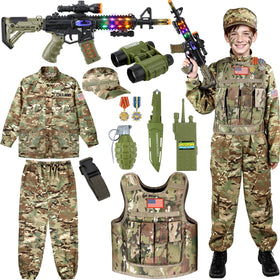 Giftinbox army costume jacket provides durable comfort for adventurous dress-up.