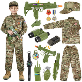 Giftinbox army costume top with camouflage print for realistic dress-up play