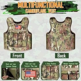 Giftinbox army costume vest features multiple pockets for easy gear storage.