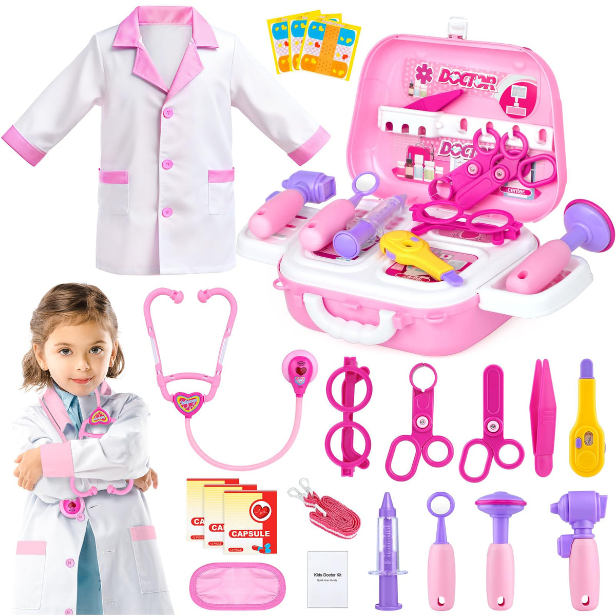 Giftinbox doctor costume coat enhances authentic pretend play for aspiring clinicians.