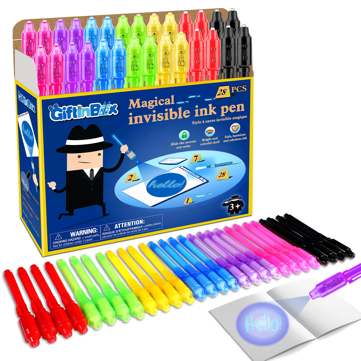 Giftinbox invisible ink pen blue for secret messages under UV light