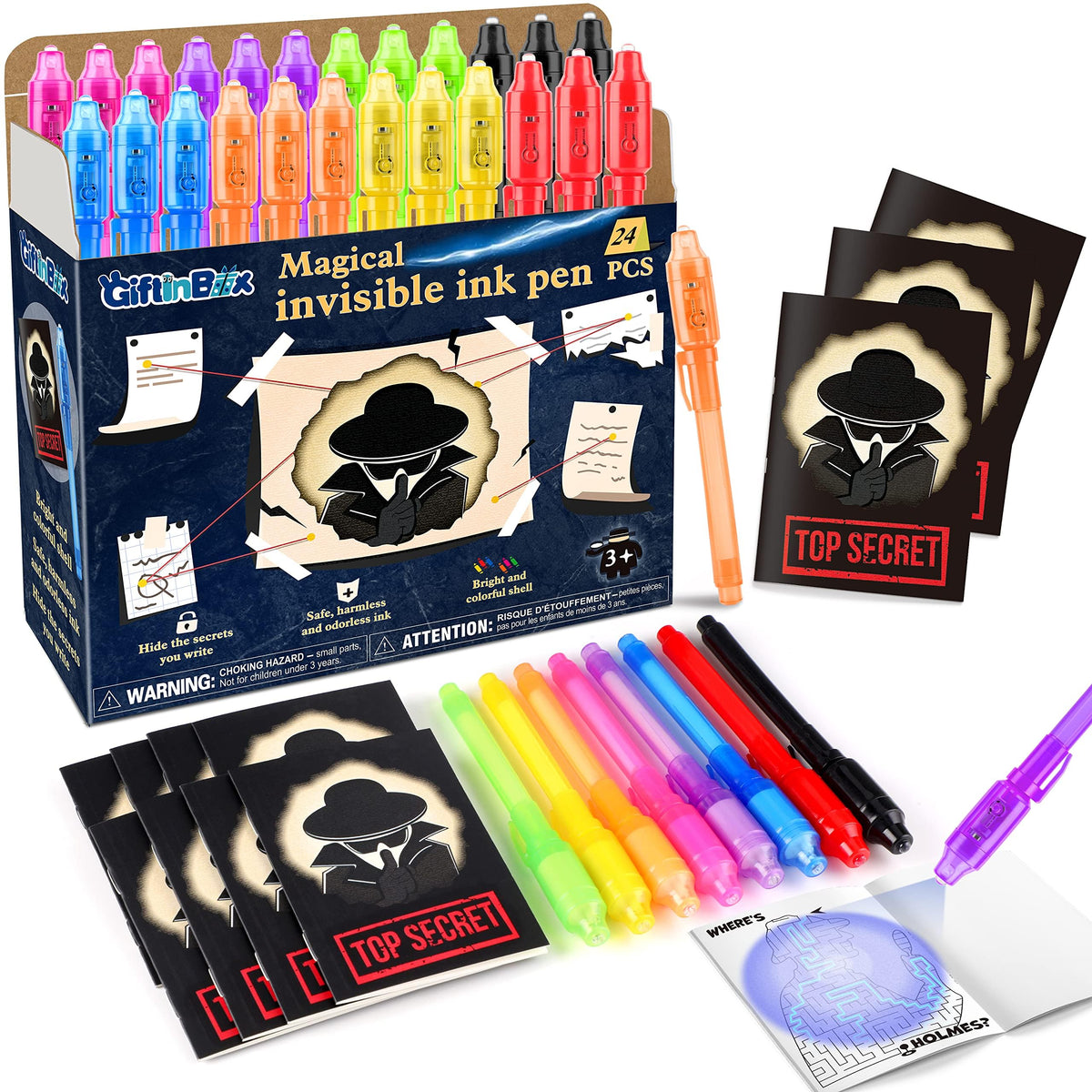 Giftinbox invisible ink pen with UV light reveals hidden messages during play