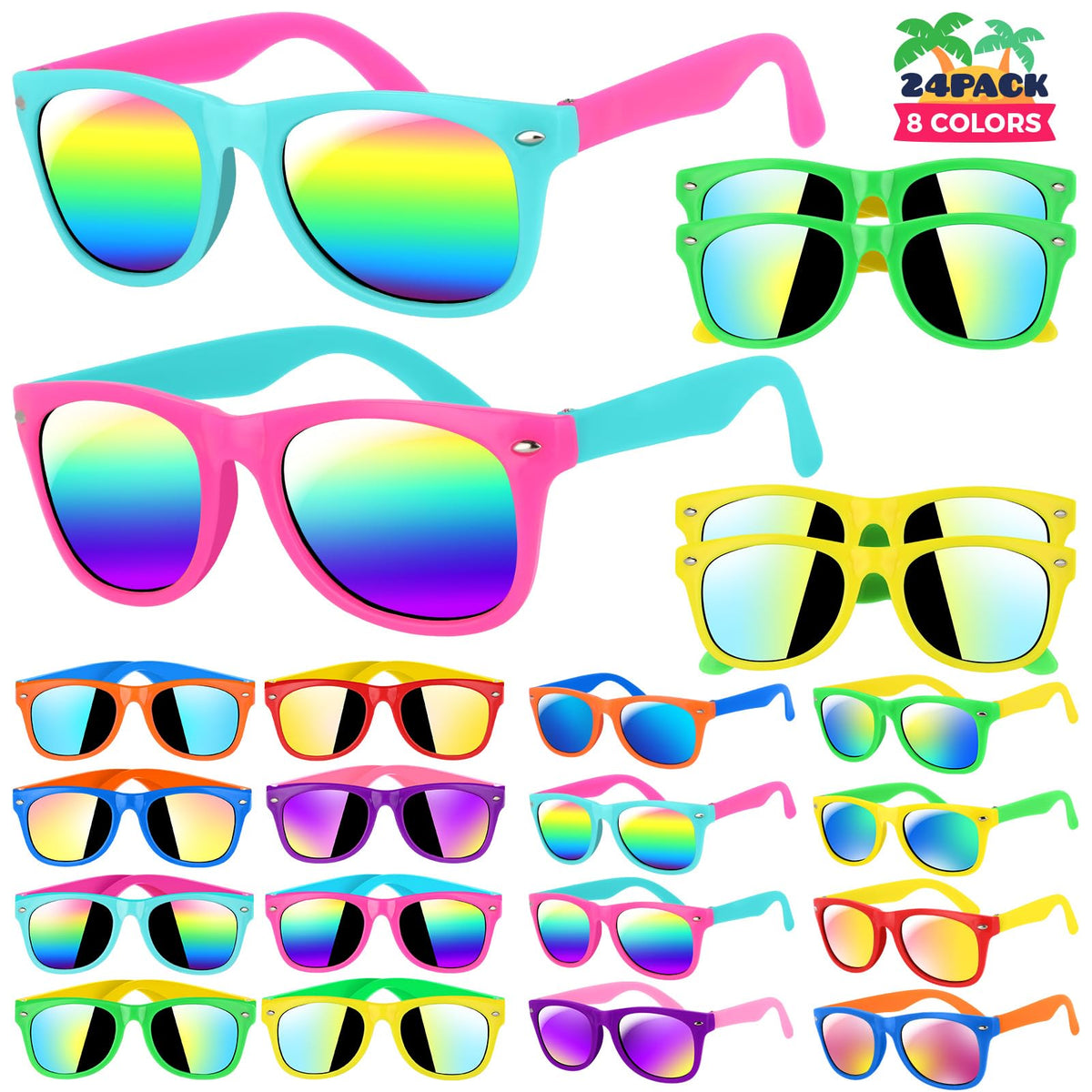 Giftinbox kids sunglasses bulk show bright summer colors for party favors.