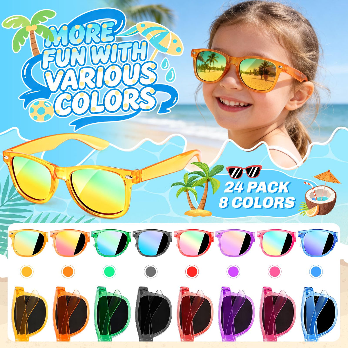 Giftinbox kids sunglasses lightweight polypropylene frame for comfortable all-day wear.