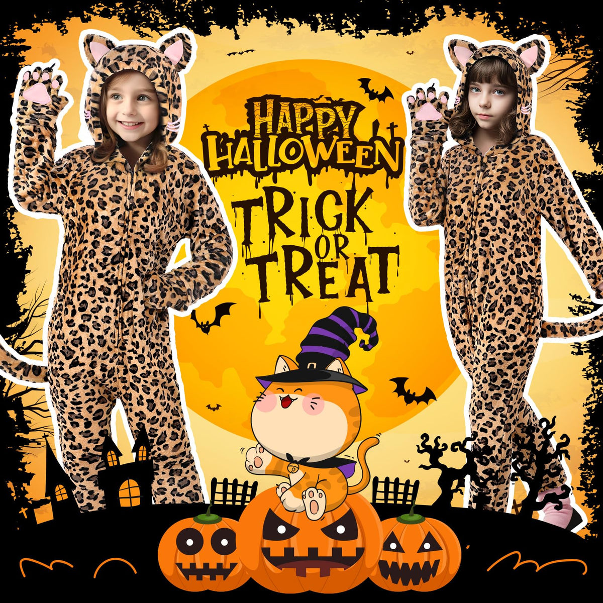 Giftinbox leopard costume party shot shows a festive look for Halloween or events
