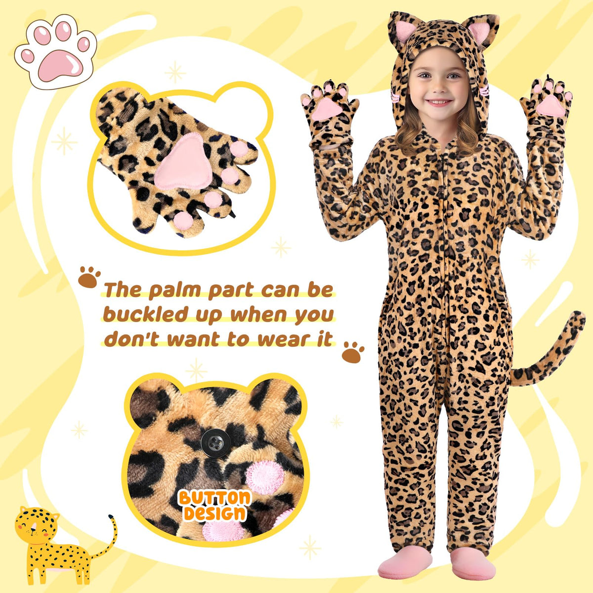 Giftinbox leopard onesie tail emphasizes a realistic back tail for role play fun