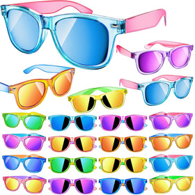 Giftinbox neon sunglasses front view for kids, vibrant party favor with glare-reducing lenses
