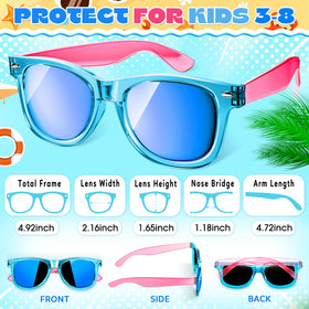 Giftinbox neon sunglasses worn by a child at a beach party