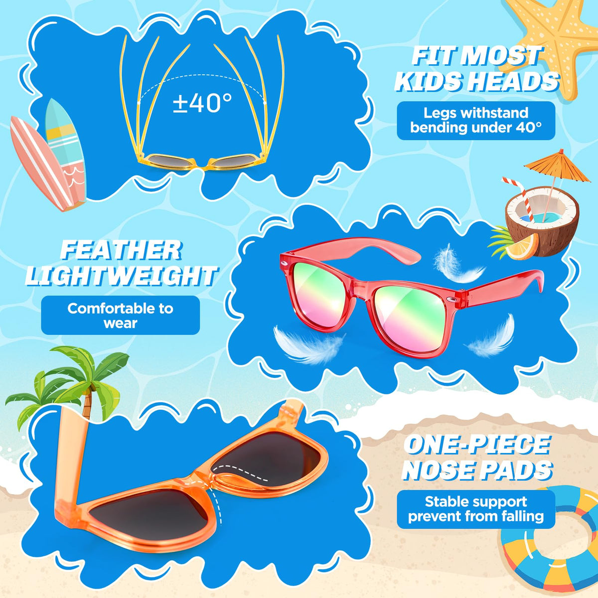 Giftinbox party favors sunglasses ideal for beach, pool, and classroom celebrations.