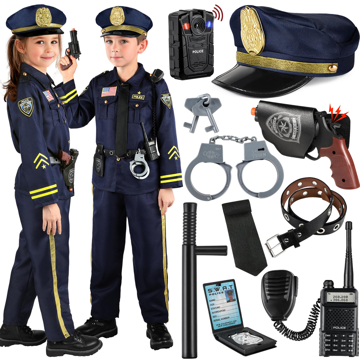 GIFTINBOX police costume shirt for immersive role-play and brave adventures