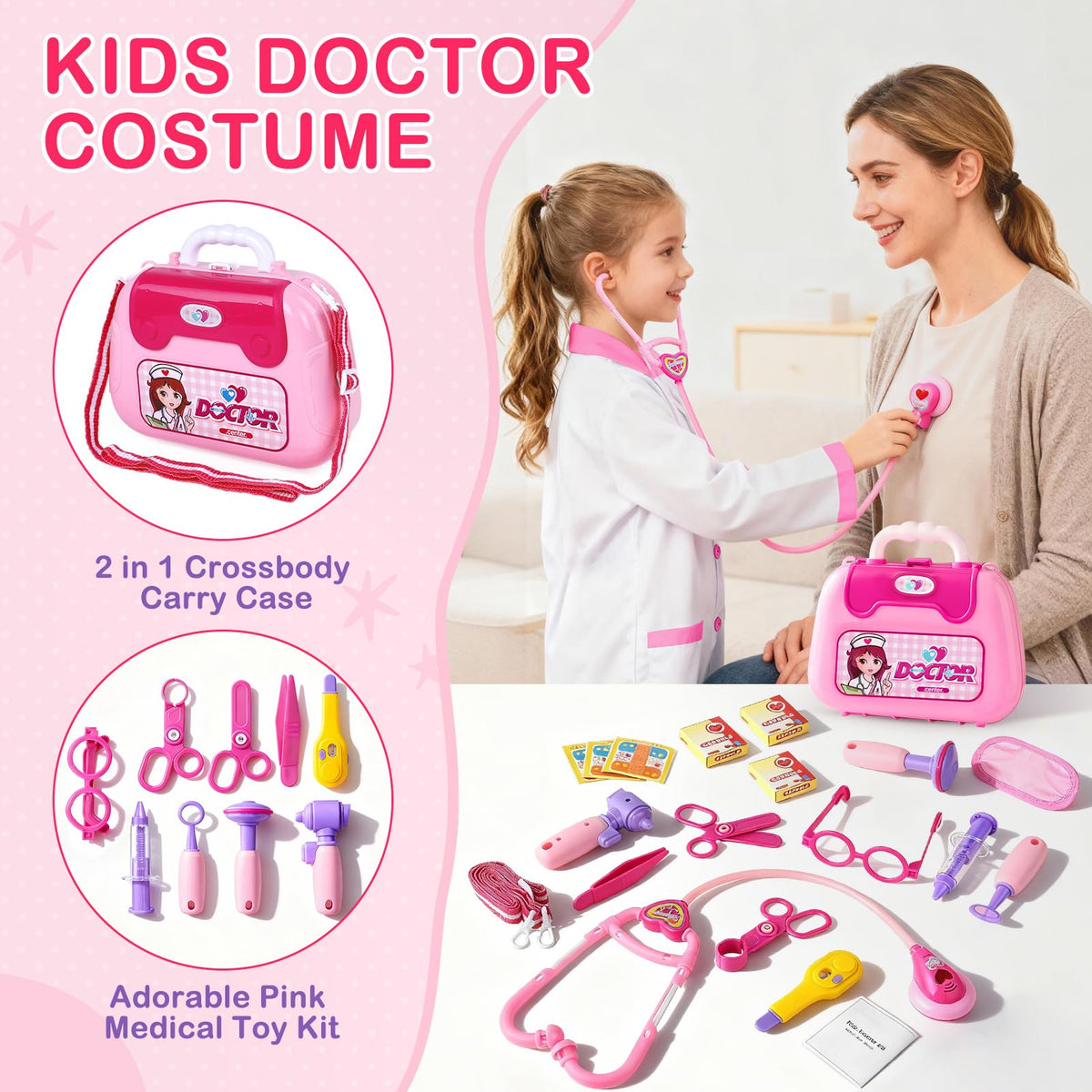 Giftinbox stethoscope with heartbeat sounds inspires realistic heart checks during role-play.