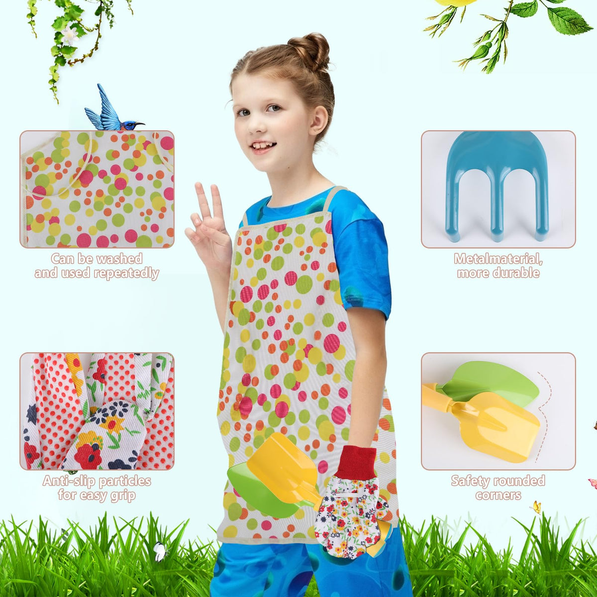 GIFTRRTOY unique patterned apron keeps clothes clean during gardening.