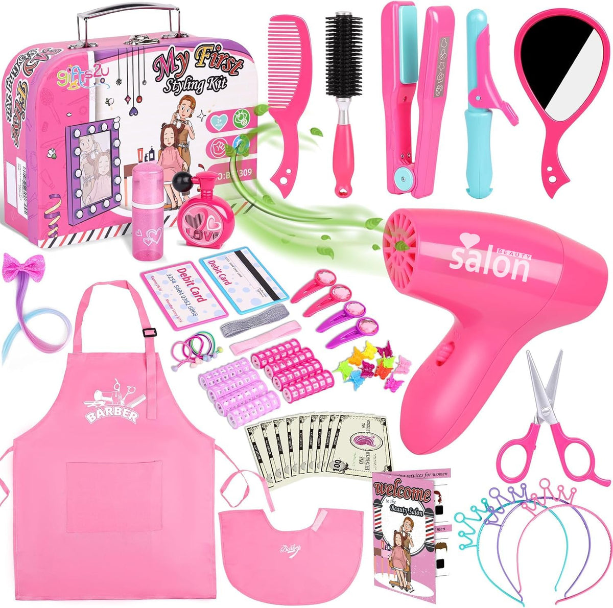 Gifts2U hair salon toys set encourages imaginative play and fine motor skills