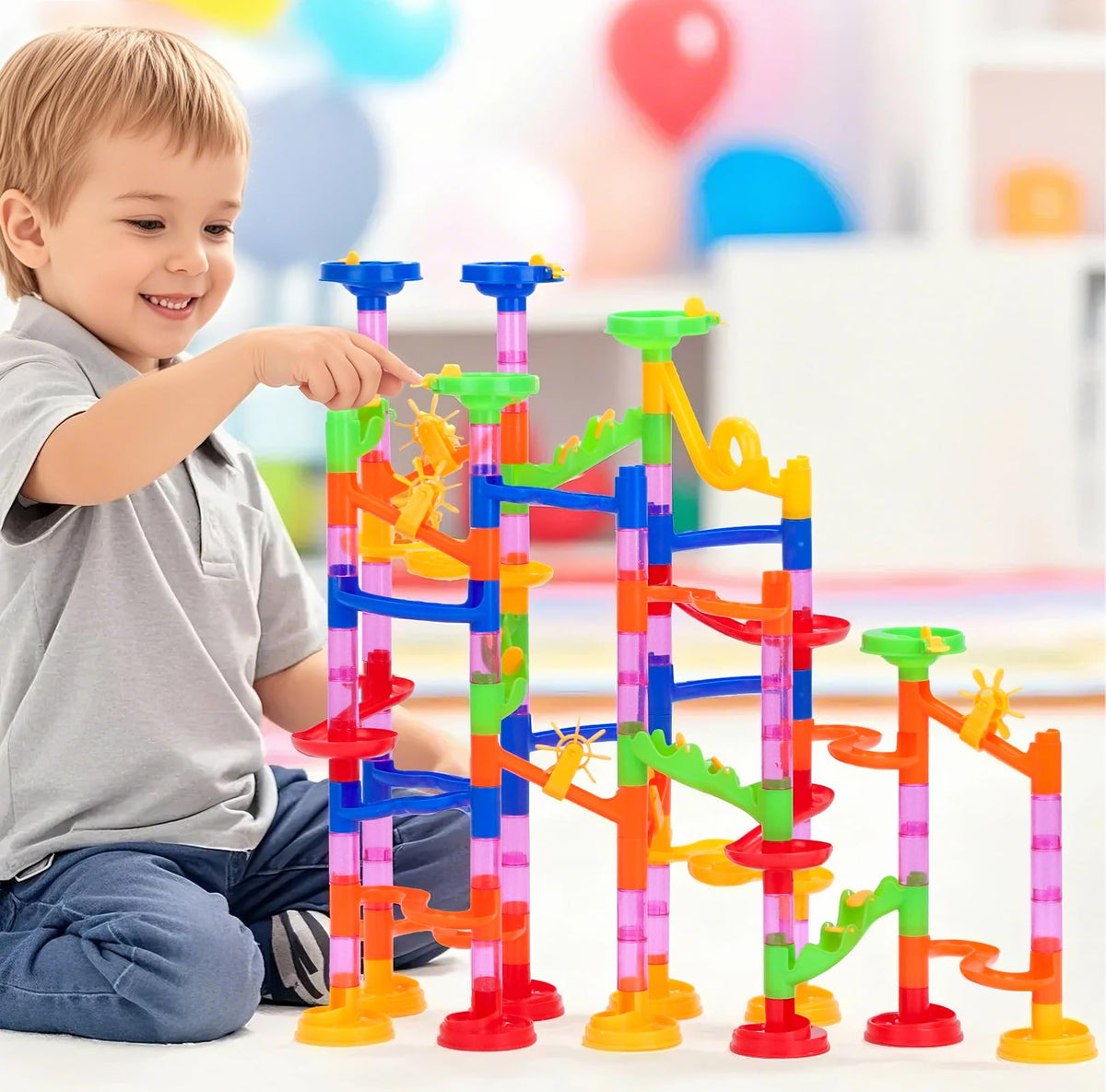 Gifts2U marble run toy glass marbles add tactile fun