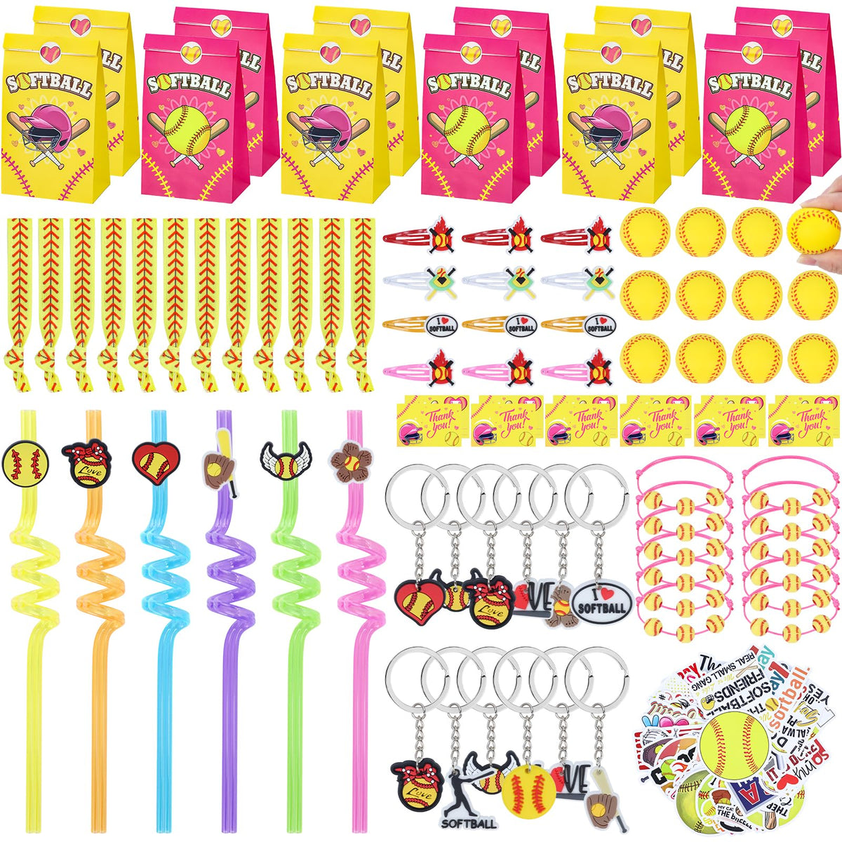 Gifts2U softball party favors set, ideal for team celebrations and goody bags.