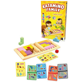 Gigamic Katamino Family wooden pieces invite tactile play to sharpen spatial reasoning.