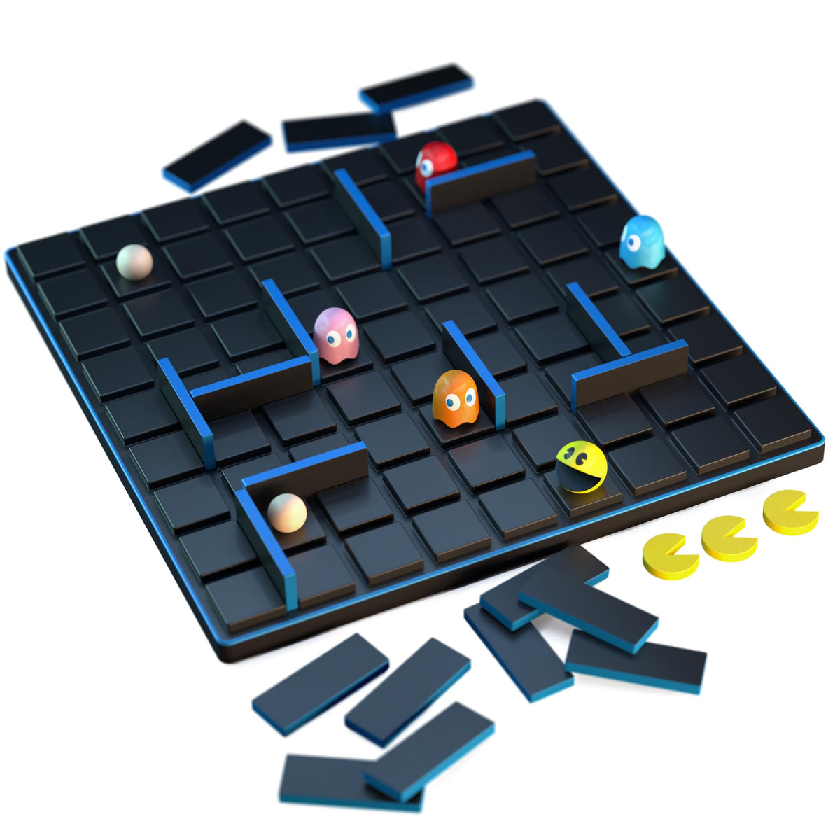 Gigamic Pac-Man wall pieces to block paths during tense rounds.