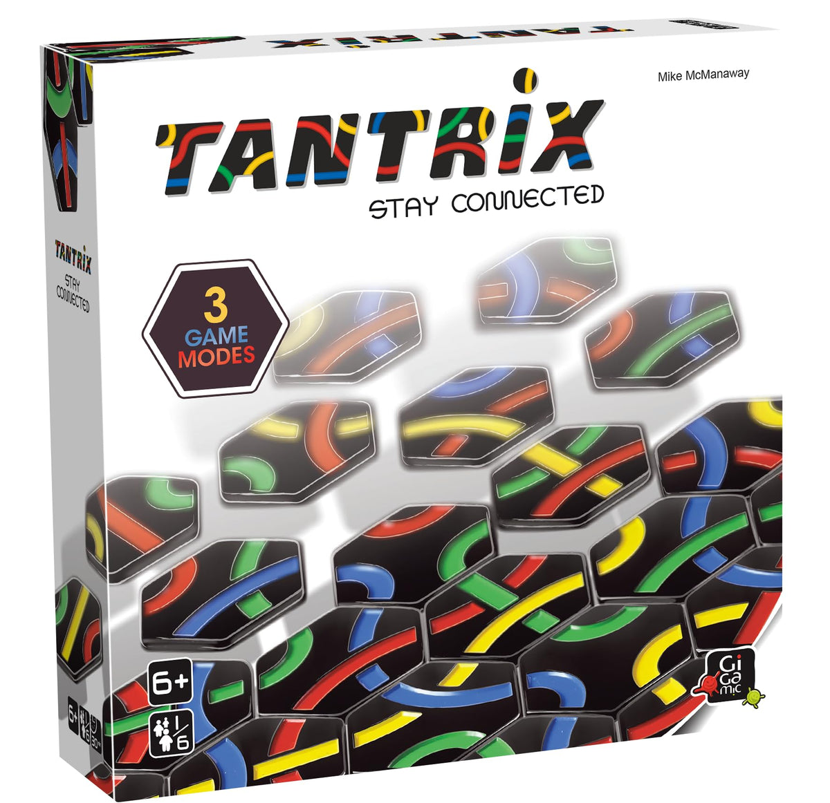Gigamic Tantrix Strategy tiles close-up showing vibrant resin colors for strategic play.