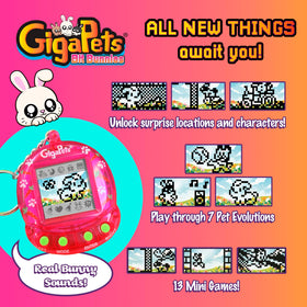 Giga Pets Bit Bunnies keychain portable design for travel play
