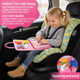 GiggleCraft Busy Board buttons boost grip and dexterity.