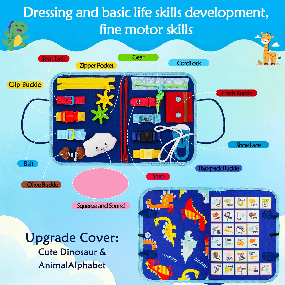 GiggleCraft Busy Board Letters and Numbers enhances early literacy for toddlers.