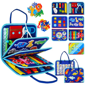 GiggleCraft Montessori Busy Board Buckles and Zippers boost fine motor skills on the go.