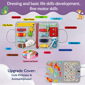 GiggleCraft Busy Board buckles boost fine motor practice through real-life fastening activities.