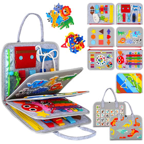 GiggleCraft Busy Board cover helps toddlers explore shapes during quiet play.