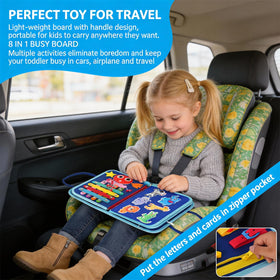 GiggleCraft Travel-Friendly Busy Board keeps little hands busy during car trips or planes.
