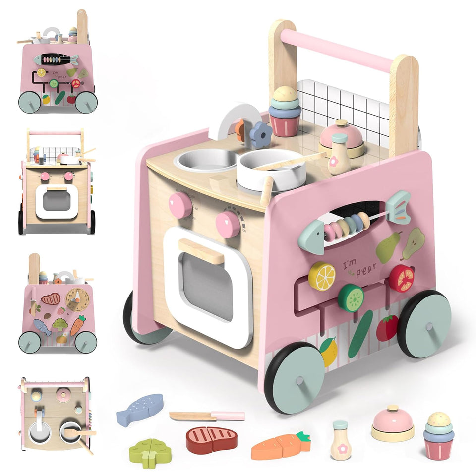 GiggleGems wooden baby walker 4-in-1 front view supports confident first steps