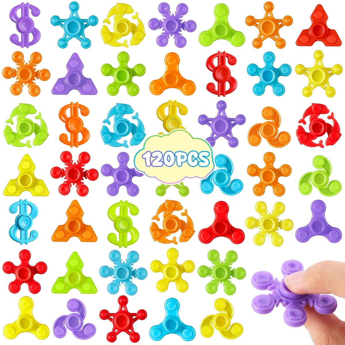 Gigilli 120pcs fidget spinners assortment for classrooms, vibrant colors invite prize-worthy play.