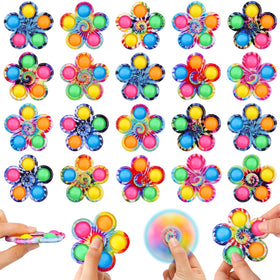 Gigilli 24pc pop fidget spinner pack with tie-dye colors for classroom prizes.