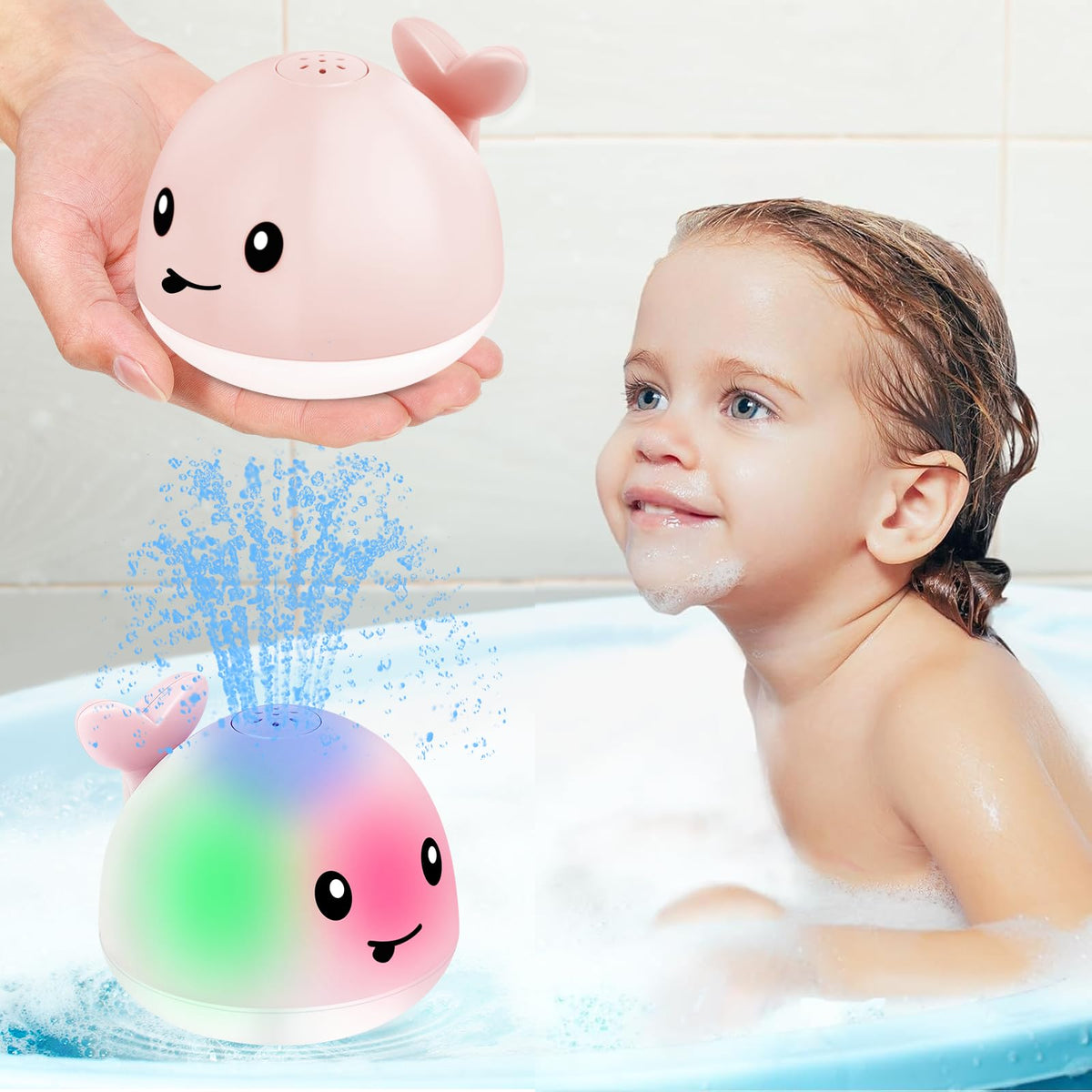 Gigilli light up whale bath toy sprinkler brightens bath time for kids