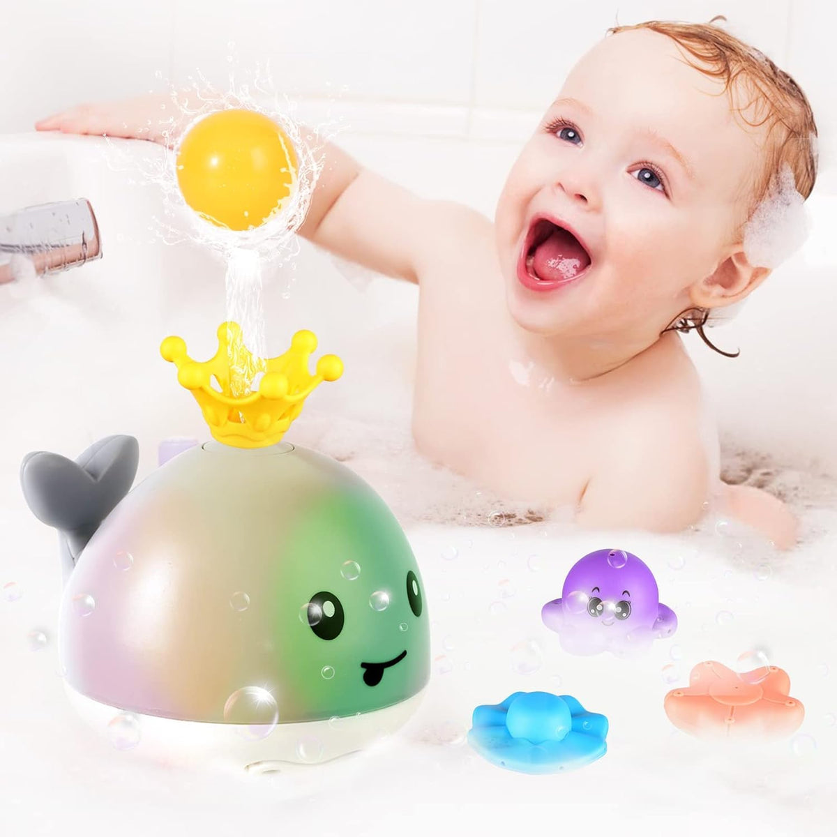 Gigilli rechargeable whale bath toy - long-lasting power via USB charging
