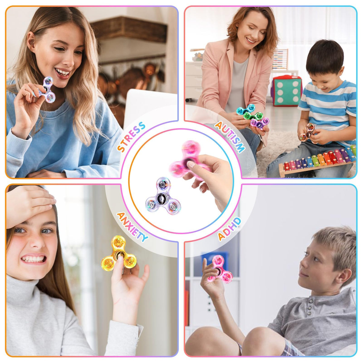 Gigilli Easter basket filler spinner provides glow fun and tactile relief for kids.